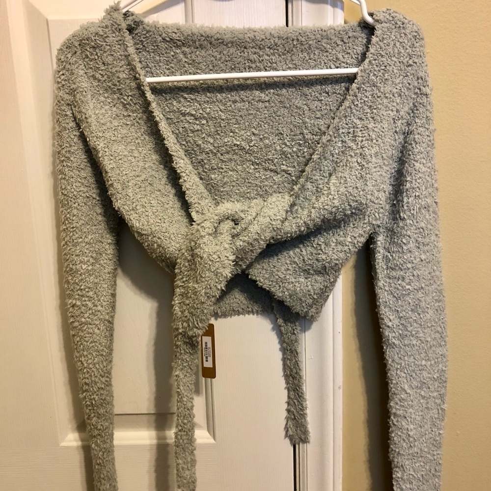 SKIMS Cozy Knit Wrap Top, Aqua - Size XS